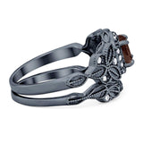 Two Piece Round Natural Stone Bridal Ring