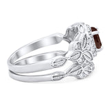 Two Piece Round Natural Stone Bridal Ring
