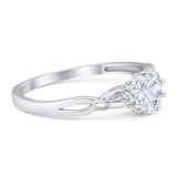 Round Natural Stone Solitaire Ring