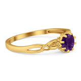 Round Natural Stone Solitaire Ring