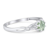 Round Natural Stone Solitaire Ring