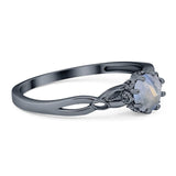 Round Natural Stone Solitaire Ring