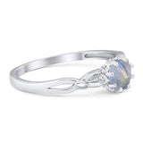 Round Natural Stone Solitaire Ring