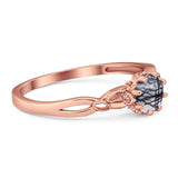 Round Natural Stone Solitaire Ring