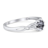 Round Natural Stone Solitaire Ring
