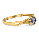 Round Natural Stone Solitaire Ring