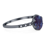 Art Deco Oval Natural Stone Beaded Ring