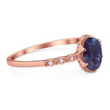 Art Deco Oval Natural Stone Beaded Ring