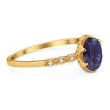 Art Deco Oval Natural Stone Beaded Ring