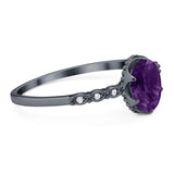 Art Deco Oval Natural Stone Beaded Ring