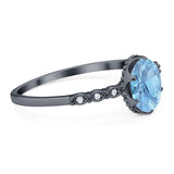 Art Deco Oval Natural Stone Beaded Ring