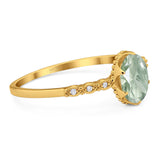 Art Deco Oval Natural Stone Beaded Ring