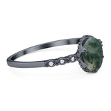 Art Deco Oval Natural Stone Beaded Ring