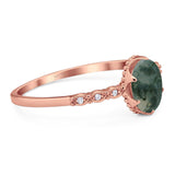 Art Deco Oval Natural Stone Beaded Ring