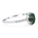 Art Deco Oval Natural Stone Beaded Ring