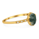 Art Deco Oval Natural Stone Beaded Ring