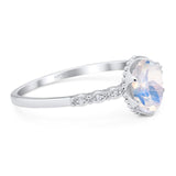 Art Deco Oval Natural Stone Beaded Ring