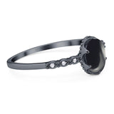 Art Deco Oval Natural Stone Beaded Ring