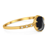 Art Deco Oval Natural Stone Beaded Ring