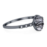 Art Deco Oval Natural Stone Beaded Ring