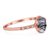 Art Deco Oval Natural Stone Beaded Ring