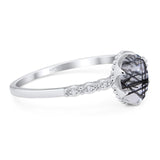 Art Deco Oval Natural Stone Beaded Ring