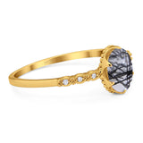 Art Deco Oval Natural Stone Beaded Ring