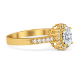 Oval Natural Stone Flower Ring