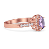 Oval Natural Stone Flower Ring