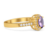 Oval Natural Stone Flower Ring