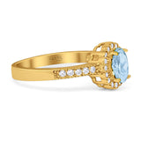 Oval Natural Stone Flower Ring