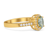 Oval Natural Stone Flower Ring