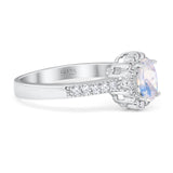 Oval Natural Stone Flower Ring