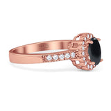 Oval Natural Stone Flower Ring