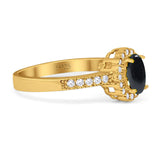 Oval Natural Stone Flower Ring