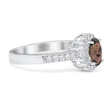 Oval Natural Stone Flower Ring