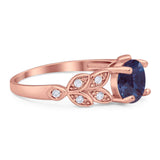 Round Natural Stone Leaf Design Ring