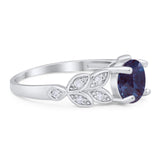 Round Natural Stone Leaf Design Ring