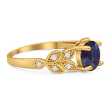 Round Natural Stone Leaf Design Ring