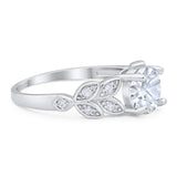 Round Natural Stone Leaf Design Ring