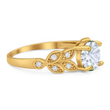 Round Natural Stone Leaf Design Ring