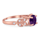 Round Natural Stone Leaf Design Ring