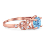 Round Natural Stone Leaf Design Ring