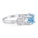 Round Natural Stone Leaf Design Ring