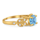 Round Natural Stone Leaf Design Ring