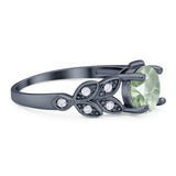 Round Natural Stone Leaf Design Ring