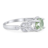 Round Natural Stone Leaf Design Ring