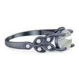 Round Natural Stone Leaf Design Ring