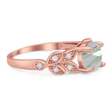 Round Natural Stone Leaf Design Ring