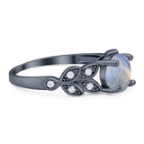 Round Natural Stone Leaf Design Ring